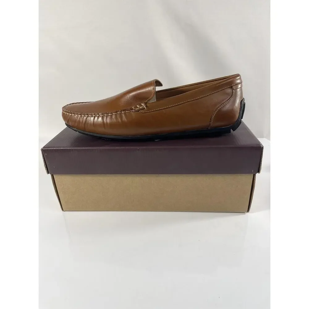 Johnston & Murphy Shoes Mens Size 12 Brown Beck Venetian Leather Loafers Slip On